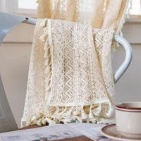 Elegant Tassel Solid Color Lace Fabric Curtains main image 4