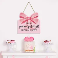 Sweet Letter Bow Knot Wood Pendant main image 1
