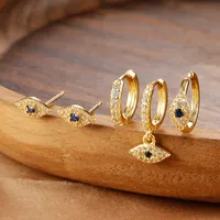 1 Piece Retro Geometric Devil's Eye Copper Earrings Ear Studs main image 1