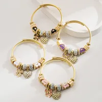 Simple Style Classic Style Commute Heart Shape Bow Knot Alloy Beaded Inlay Rhinestones Pearl Beads K Gold Plated Women's Bangle main image 1