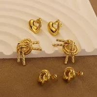 1 Pair Simple Style Heart Shape 304 Stainless Steel 18K Gold Plated Ear Studs main image 1