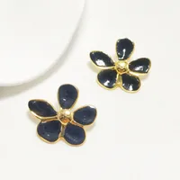 1 Pair Elegant Classic Style Flower Enamel 304 Stainless Steel 18K Gold Plated Ear Studs main image 5
