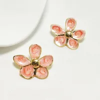 1 Pair Elegant Classic Style Flower Enamel 304 Stainless Steel 18K Gold Plated Ear Studs main image 6