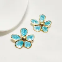 1 Pair Elegant Classic Style Flower Enamel 304 Stainless Steel 18K Gold Plated Ear Studs main image 8