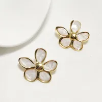 1 Pair Elegant Classic Style Flower Enamel 304 Stainless Steel 18K Gold Plated Ear Studs main image 7