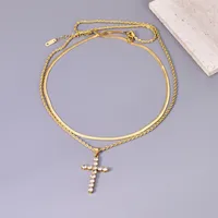 Simple Style Round 304 Stainless Steel Inlay Zircon 18K Gold Plated Women's Pendant Necklace main image 7
