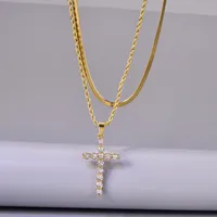 Simple Style Round 304 Stainless Steel Inlay Zircon 18K Gold Plated Women's Pendant Necklace main image 1