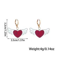 1 Pair Elegant Heart Shape Wings Arylic Drop Earrings main image 2