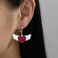 1 Pair Elegant Heart Shape Wings Arylic Drop Earrings main image 3