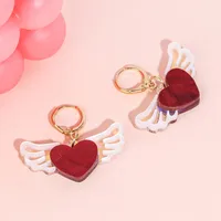 1 Pair Elegant Heart Shape Wings Arylic Drop Earrings main image 4