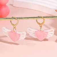 1 Pair Elegant Heart Shape Wings Arylic Drop Earrings main image 6