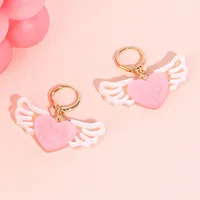 1 Pair Elegant Heart Shape Wings Arylic Drop Earrings main image 5