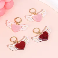 1 Pair Elegant Heart Shape Wings Arylic Drop Earrings main image 1