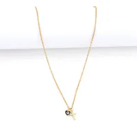 Classic Style Cross Heart Shape Eye 201 Stainless Steel Copper Inlay Zircon Women's Pendant Necklace main image 4