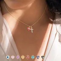 Classic Style Cross Heart Shape Eye 201 Stainless Steel Copper Inlay Zircon Women's Pendant Necklace main image 1