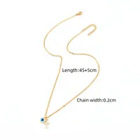 Classic Style Cross Heart Shape Eye 201 Stainless Steel Copper Inlay Zircon Women's Pendant Necklace sku image 1