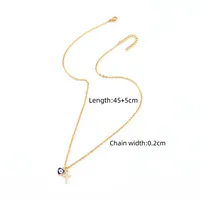 Classic Style Cross Heart Shape Eye 201 Stainless Steel Copper Inlay Zircon Women's Pendant Necklace sku image 7