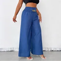 Fashion Vintage High Waist Stretch Wide Leg Pants Women's Casual Trousers European Style Street Snap High Waist Stretch main image 4