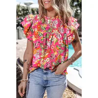 Women's Blouse Short Sleeve Blouses Vacation Simple Style Flower main image 3