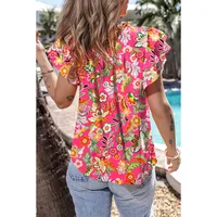 Women's Blouse Short Sleeve Blouses Vacation Simple Style Flower main image 4