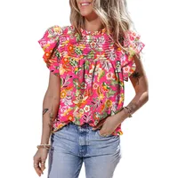 Women's Blouse Short Sleeve Blouses Vacation Simple Style Flower main image 5