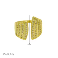 Exaggerated Geometric Copper Mixed Metal Inlay Zircon Women's Open Rings sku image 2