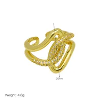 Exaggerated Geometric Copper Mixed Metal Inlay Zircon Women's Open Rings sku image 1