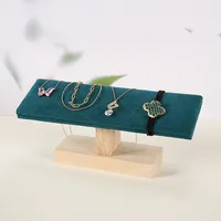 Modern Style Geometric Rubber Wood Flannel Jewelry Rack main image 3