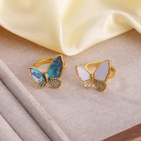 Vintage Style Butterfly Titanium Steel Plating Women's Open Rings main image 1