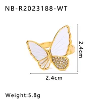 Vintage Style Butterfly Titanium Steel Plating Women's Open Rings main image 2