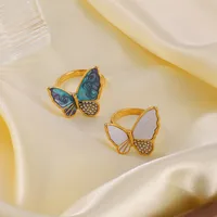 Vintage Style Butterfly Titanium Steel Plating Women's Open Rings main image 4