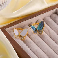 Vintage Style Butterfly Titanium Steel Plating Women's Open Rings main image 5