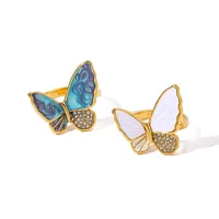 Vintage Style Butterfly Titanium Steel Plating Women's Open Rings main image 6