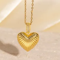 Hip-Hop Punk Heart Shape Copper Plating Zircon Women's Pendant Necklace main image 3