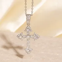 Elegant Glam Cross Copper Plating Zircon Women's Pendant Necklace main image 4