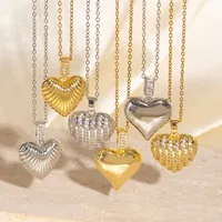 Hip-Hop Punk Heart Shape Copper Plating Zircon Women's Pendant Necklace main image 1