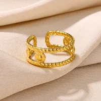 Vintage Style Simple Style Geometric 304 Stainless Steel Plating Unisex Open Rings main image 3