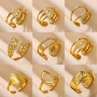 Vintage Style Simple Style Geometric 304 Stainless Steel Plating Unisex Open Rings main image 1