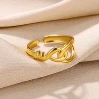 Vintage Style Simple Style Geometric 304 Stainless Steel Plating Unisex Open Rings main image 5