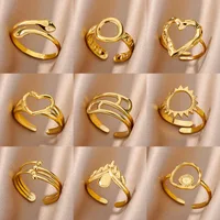 Simple Style Geometric 304 Stainless Steel Plating Unisex Open Rings main image 1