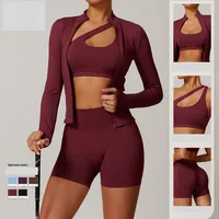 Women's Casual Sports Solid Color Nylon Spandex Standing Collar Tracksuit & Hoodie Skinny Pants main image video