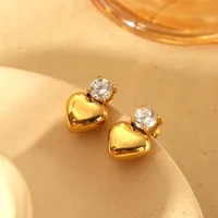 1 Pair Vintage Style Classic Style Heart Shape 304 Stainless Steel 18K Gold Plated Ear Studs main image 3