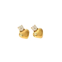 1 Pair Vintage Style Classic Style Heart Shape 304 Stainless Steel 18K Gold Plated Ear Studs main image 4