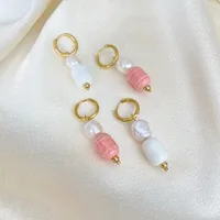 1 Pair Elegant Lady Geometric Irregular 304 Stainless Steel Pearl Earrings main image 5