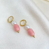 1 Pair Elegant Lady Geometric Irregular 304 Stainless Steel Pearl Earrings main image 3
