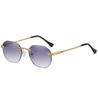Retro Vintage Style Sweet Solid Color Ac Polygon Frameless Glasses main image 2