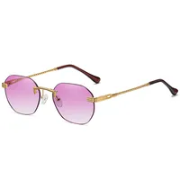 Retro Vintage Style Sweet Solid Color Ac Polygon Frameless Glasses sku image 5