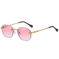 Retro Vintage Style Sweet Solid Color Ac Polygon Frameless Glasses main image 3