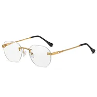 Retro Vintage Style Sweet Solid Color Ac Polygon Frameless Glasses sku image 9