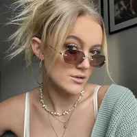 Basic Lady Solid Color Ac Square Frameless Glasses main image 2
